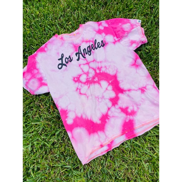 đź’•UPCYCLED VSCO Los Angeles Bleach Tie-Dye Teeđź’• - Picture 2 of 6
